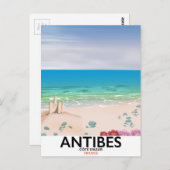Antibes France Beach Poster Postkarte (Vorne/Hinten)