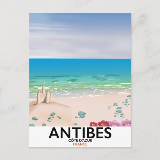 Antibes France Beach Poster Postkarte (Vorderseite)