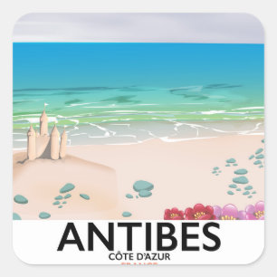 Antibes France Beach Poster Quadratischer Aufkleber