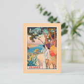 Antibes, France travel poster, Postkarte (Stehend Vorderseite)