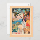 Antibes, France travel poster, Postkarte (Vorne/Hinten)