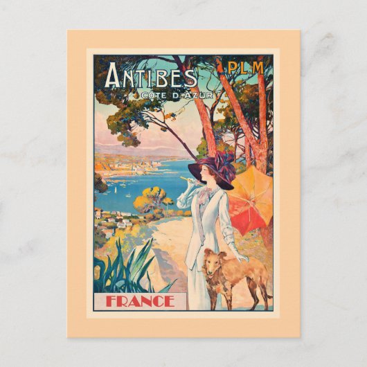 Antibes, France travel poster, Postkarte (Vorderseite)