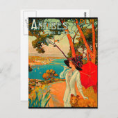 Antibes France Vintage Poster Postkarte (Vorne/Hinten)