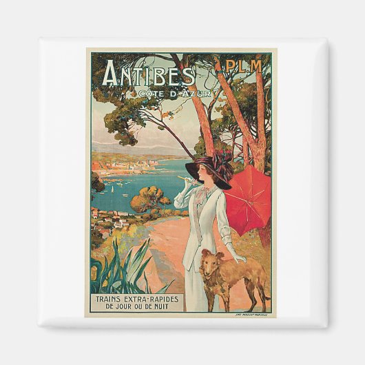 Antibes France Vintage Reisewerbung Magnet (Vorne)