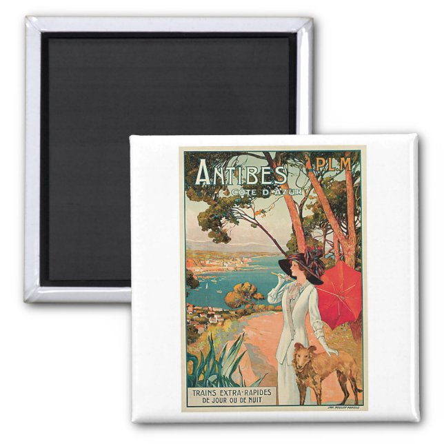 Antibes France Vintage Reisewerbung Magnet (Vorne)