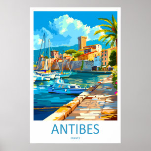 Antibes Frankreich Reiseplakat Vintage Ski Nationa Poster