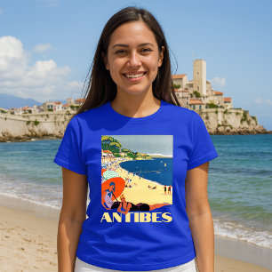 Antibes, Frankreich Vintag Art Deco Tourismus T-Shirt