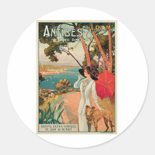 Antibes Frankreich Vintage Reise Werbung Runder Aufkleber