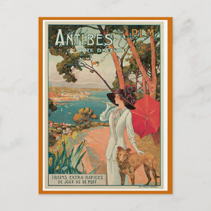 "Antibes, Frankreich" Vintage Reiseplakat Postkarte