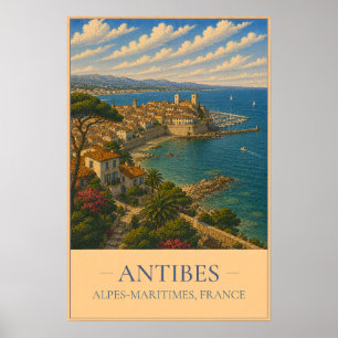 Antibes, Frankreich – Vintage-Reiseposter Poster