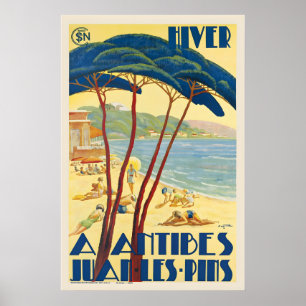Antibes Juan-les-Pins Côte d'Azur Frankreich Vinta Poster