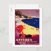Antibes Vintag PosterEurope Postkarte (Vorne/Hinten)