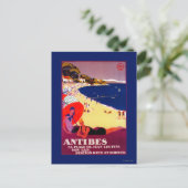 Antibes Vintag PosterEurope Postkarte (Stehend Vorderseite)