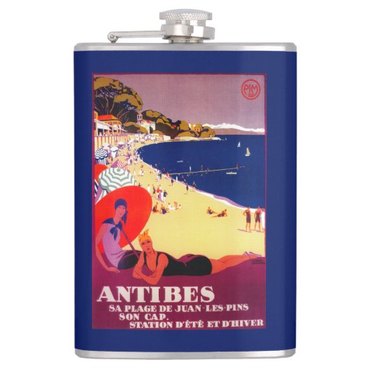 Antibes Vintage PosterEuropa Flachmann (Vorderseite)