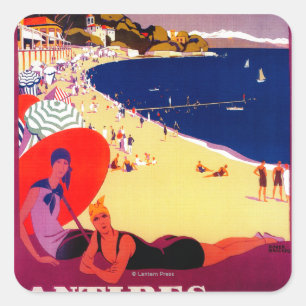 Antibes Vintage PosterEuropa Quadratischer Aufkleber