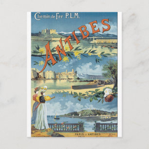 Antibes Vintage Travel Poster Postkarte