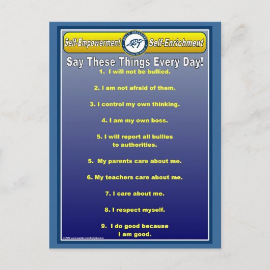 Antibully Daily Affirmations Postcard Postkarte (Vorderseite)