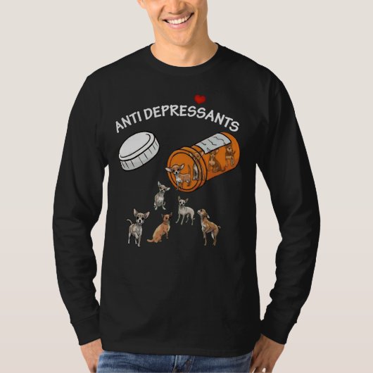 Antidepressiv Chihuahua-Orangenflasche T-Shirt (Vorderseite)