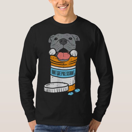 Antidepressiv Pitbull Funny Dog T-Shirt (Vorderseite)