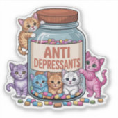 Antidepressiva Jar voll von Kätzchen Aufkleber (Vorderseite)