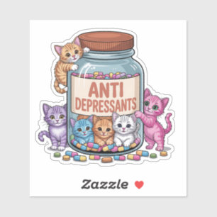 Antidepressiva Jar voll von Kätzchen Aufkleber