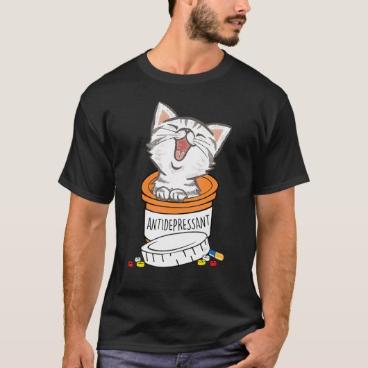 Antidepressiver Katzenkatze T - Shirt Funny Cat Ki (Vorderseite)