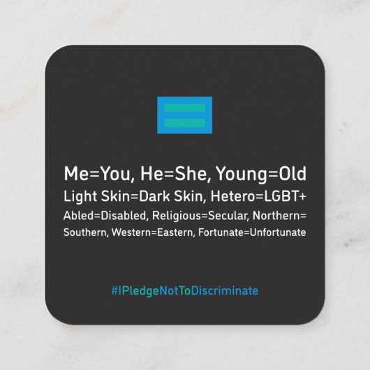 Antidiskriminierungskarte 2.5"x2.5" Packung mit 10 Telefonnummerkarte (Rückseite)