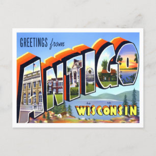 Antigo, Wisconsin Vintage Große Buchstaben Postkar Postkarte