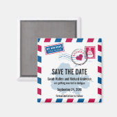 Antigua Air Mail Wedding Save the Date Magnet (Vorderseite/Rückseite)