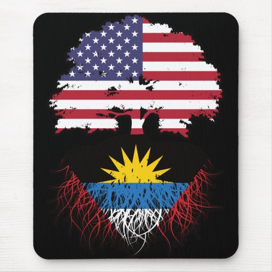 Antigua Antiguan American USA Tree Roots Flag Mousepad (Vorne)