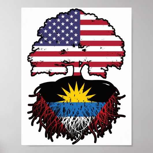 Antigua Antiguan American USA Tree Roots Flag Poster (Vorne)