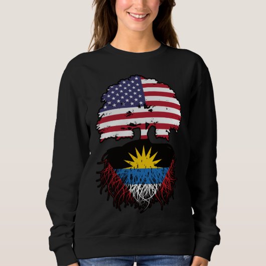 Antigua Antiguan American USA Tree Roots Flag Sweatshirt (Vorderseite)