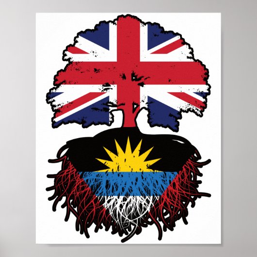 Antigua Antiguan Britische Tree Roots Flag Poster (Vorne)