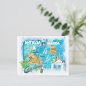 Antigua Barbuda Antilles Illustriert Karibik Postkarte (Stehend Vorderseite)