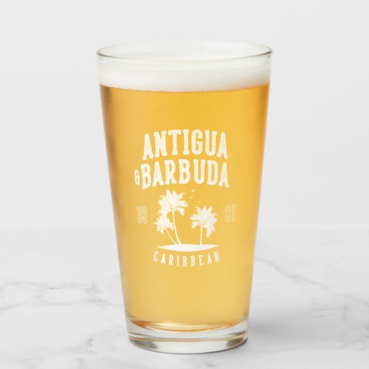 Antigua & Barbuda Caribbean Palm Tree Glas (Vorne (Gefüllt))