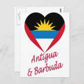 Antigua & Barbuda Flag Herz Postkarte (Vorne/Hinten)