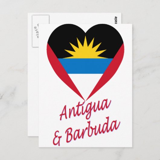 Antigua & Barbuda Flag Herz Postkarte (Vorne/Hinten)