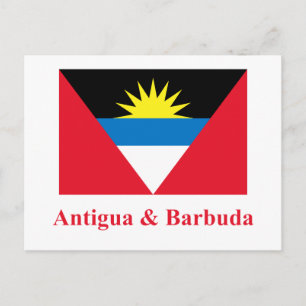 Antigua-Barbuda-Flagge mit Namen Postkarte