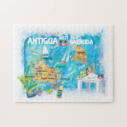 Antigua & Barbuda West Indies Travel Map Puzzle (Horizontal)