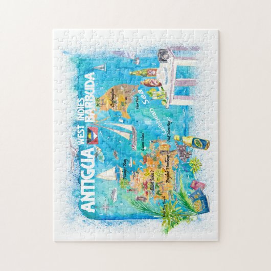 Antigua & Barbuda West Indies Travel Map Puzzle (Vertikal)