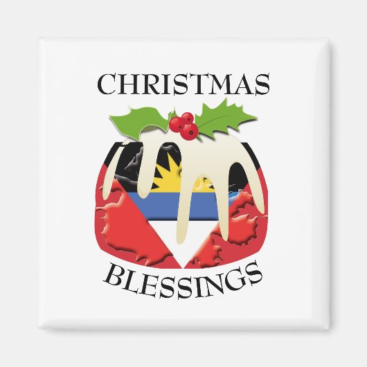 ANTIGUA FLAG Weihnachtspudding Magnet (Vorne)