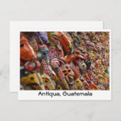 Antigua, Guatemala Maya Holzmasken Postkarte (Vorne/Hinten)