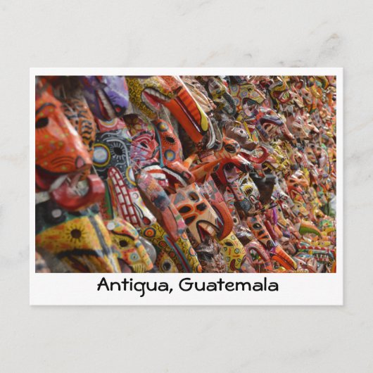 Antigua, Guatemala Maya Holzmasken Postkarte (Vorderseite)