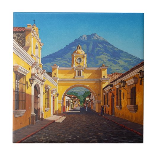 Antigua Guatemala Travel Fliese (Vorderseite)