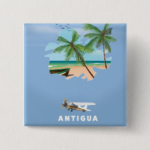 Antigua illustrierte Reisekarte Poster Button