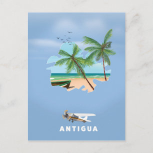 Antigua illustrierte Reisekarte Poster Postkarte