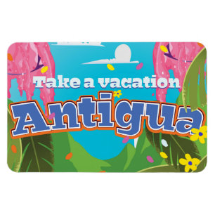 Antigua Insel Vintage Reise Poster Kunst. Magnet
