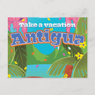 Antigua Insel Vintage Reise Poster Kunst. Postkarte