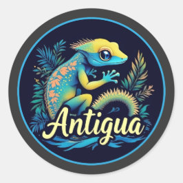 Antigua Island Caribbean Gecko Runder Aufkleber