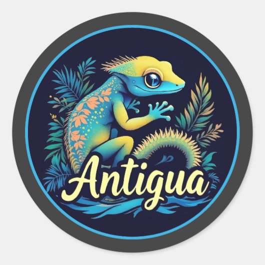 Antigua Island Caribbean Gecko Runder Aufkleber (Vorderseite)